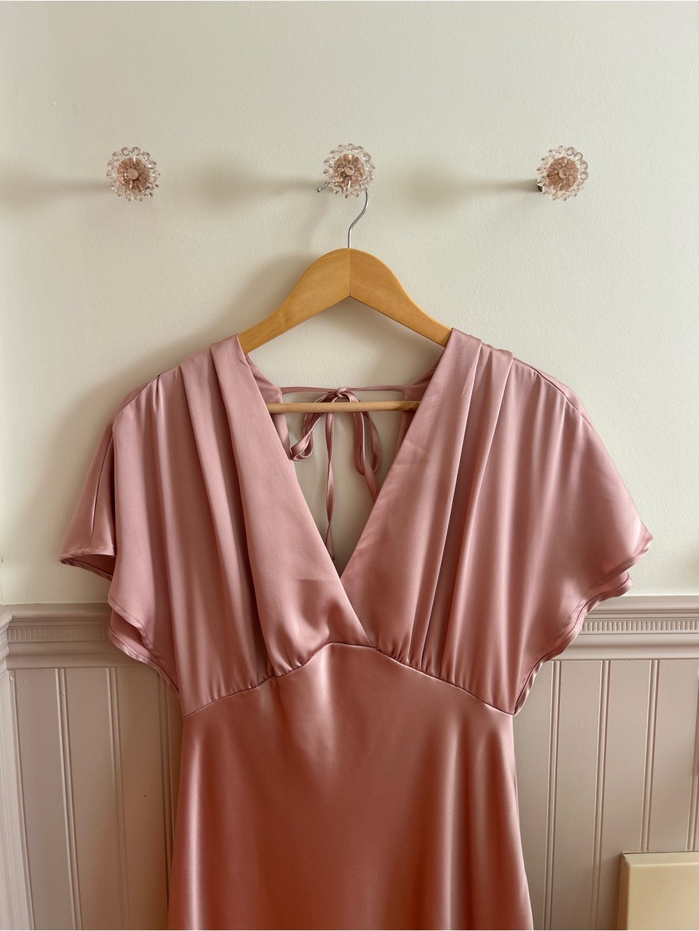 a new day Dusty Pink Satin V-Neck Dress
